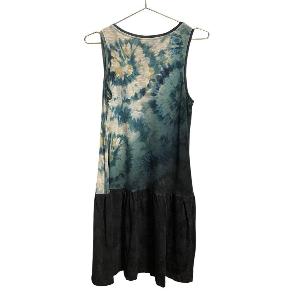 Saturday Sunday Anthropologie Blue Tie Dye Drop Waist Ruffle Hem Dress M - Picture 7 of 8